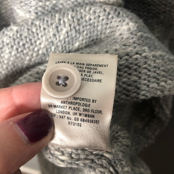 ANTHRO Sparrow Slub Back Button Gray Sweater - Picture 5 of 8